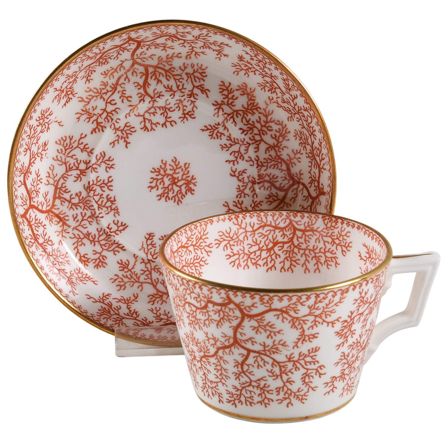 Fibre Red Flat Demitasse Cup & Saucer Set by Minton-1