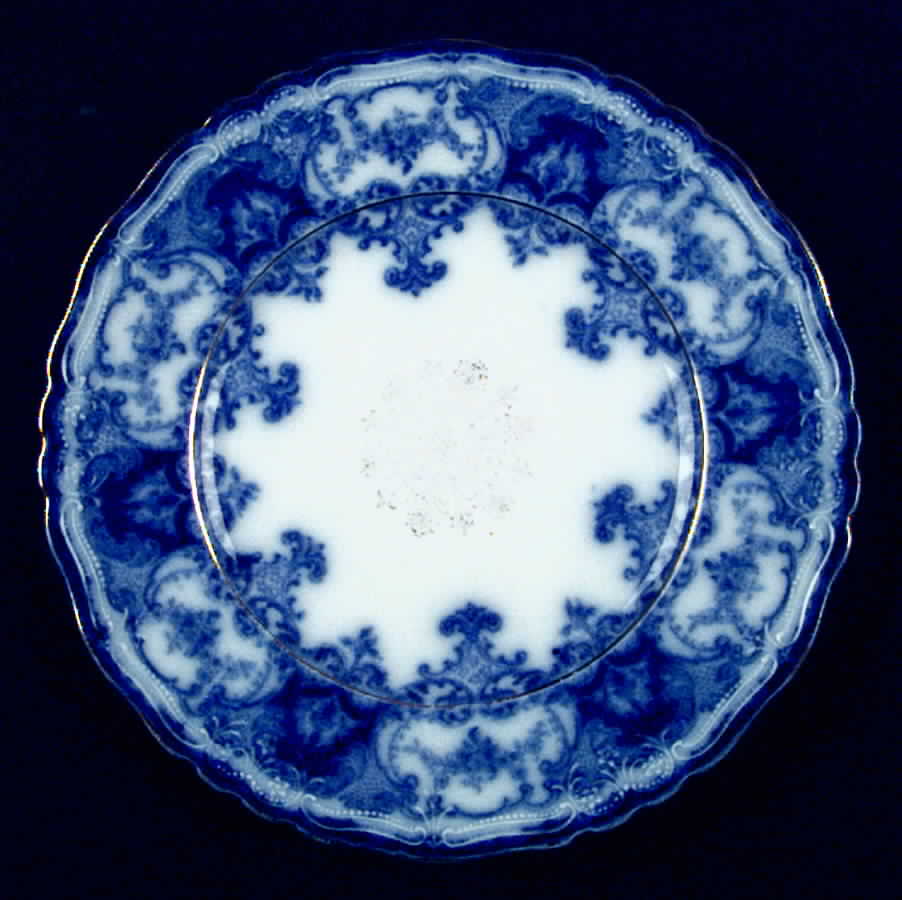 Dainty (Gold Trim, Flow Blue) Luncheon Plate by John Maddock & Sons-1
