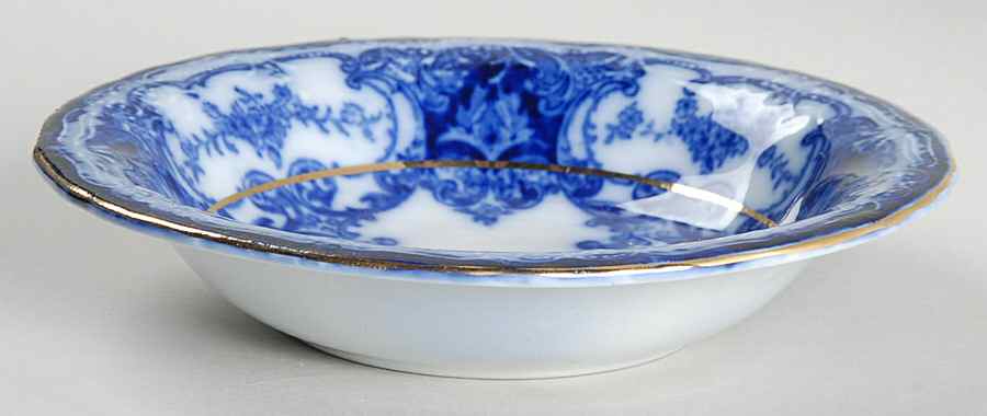Dainty (Gold Trim, Flow Blue) Fruit/Dessert (Sauce) Bowl by John Maddock & Sons-1