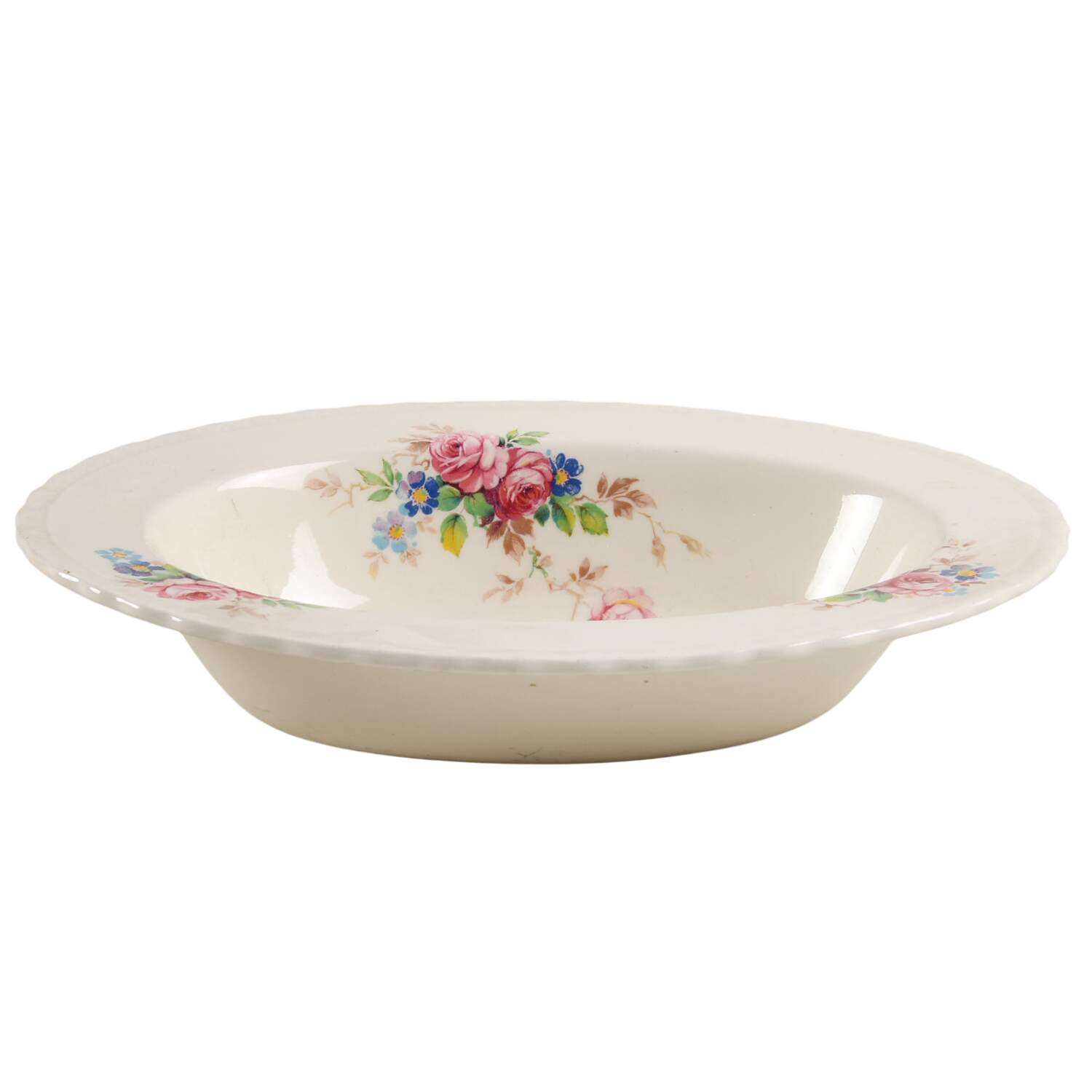 June Roses (Embossed Roses on Edge) 10" Oval Vegetable Bowl by Myott Staffordshire-1