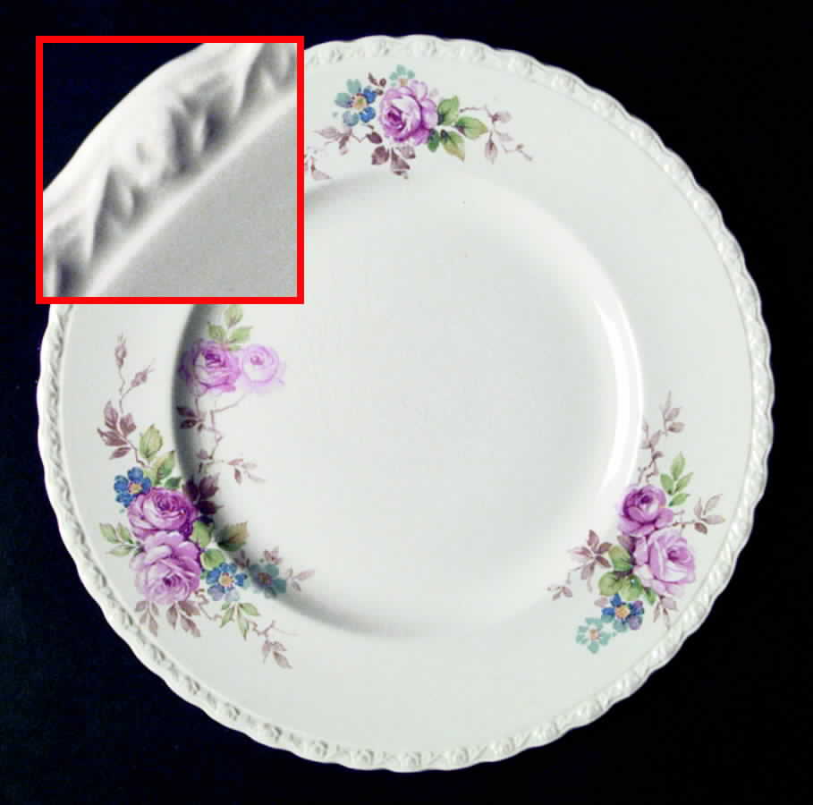 June Roses (Embossed Roses on Edge) Luncheon Plate by Myott Staffordshire-1