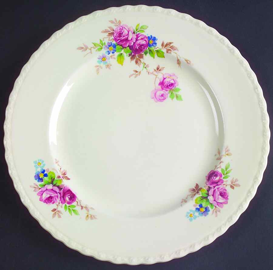 June Roses (Embossed Roses on Edge) Dinner Plate by Myott Staffordshire-1