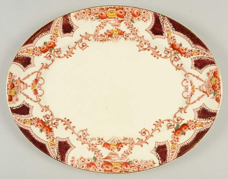 The Regal Red 11" Oval Serving Platter by Myott Staffordshire-1