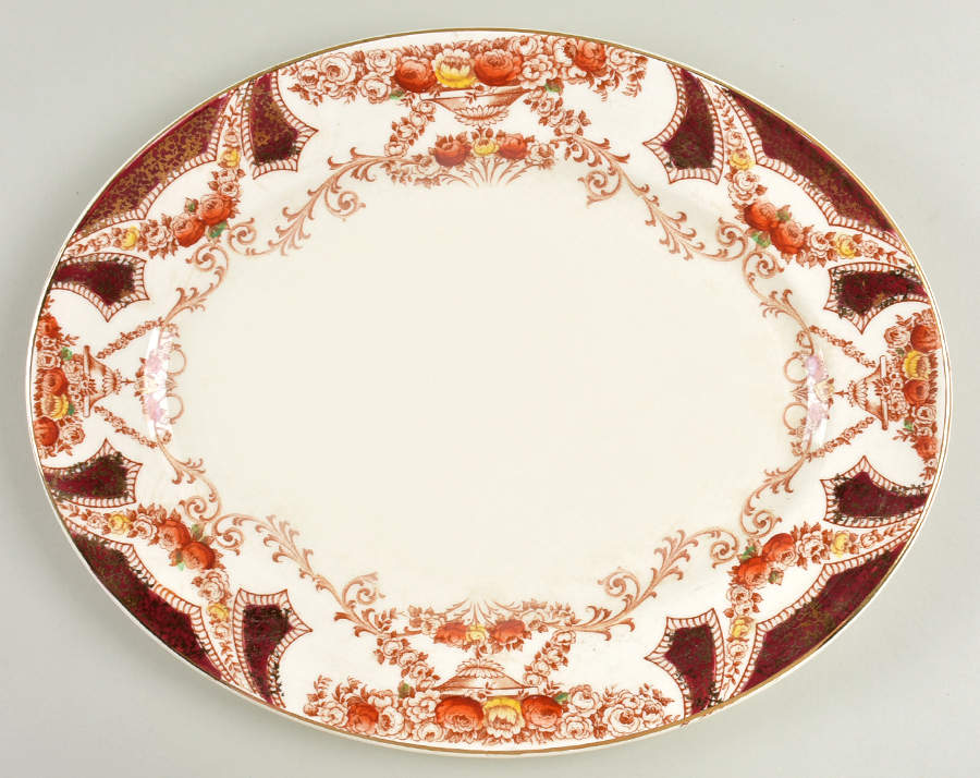 The Regal Red 14" Oval Serving Platter by Myott Staffordshire-1