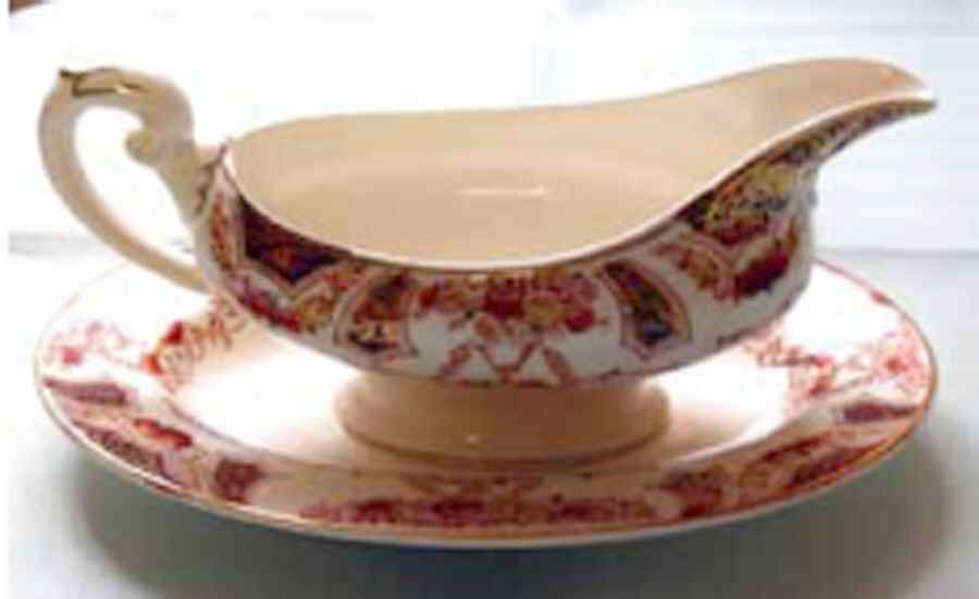 The Regal Red Gravy Boat & Underplate by Myott Staffordshire-1