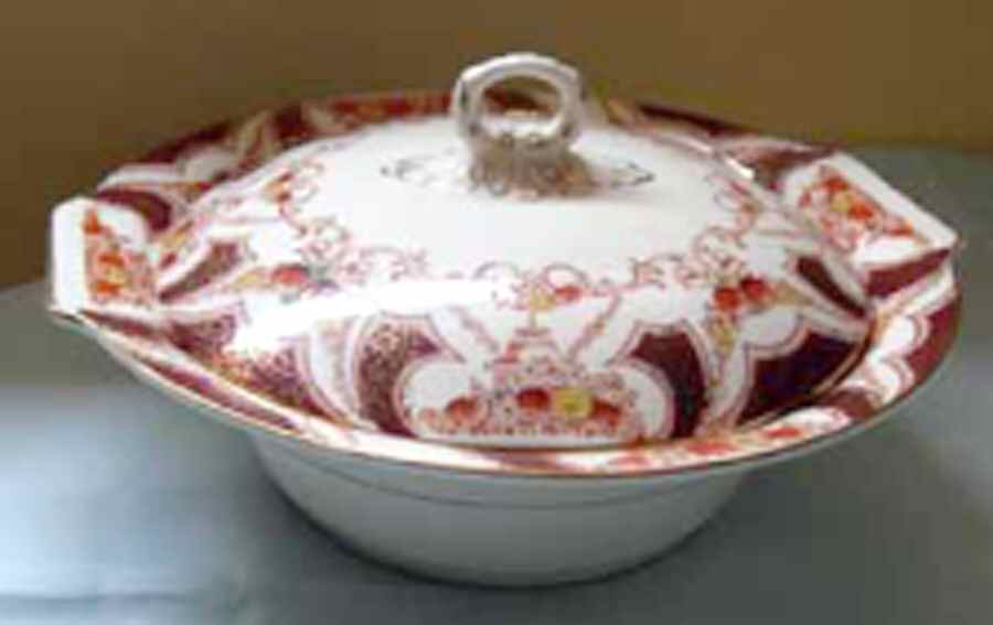 The Regal Red Round Covered Vegetable by Myott Staffordshire-1
