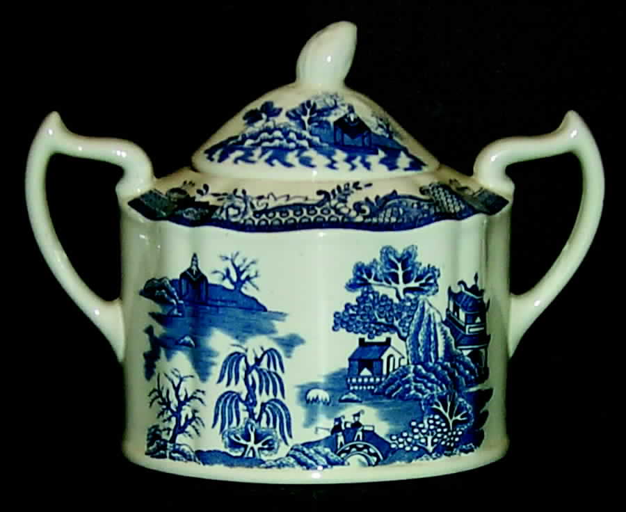 Willow Blue (Design Off Edge) Sugar Bowl & Lid by Mason's-1