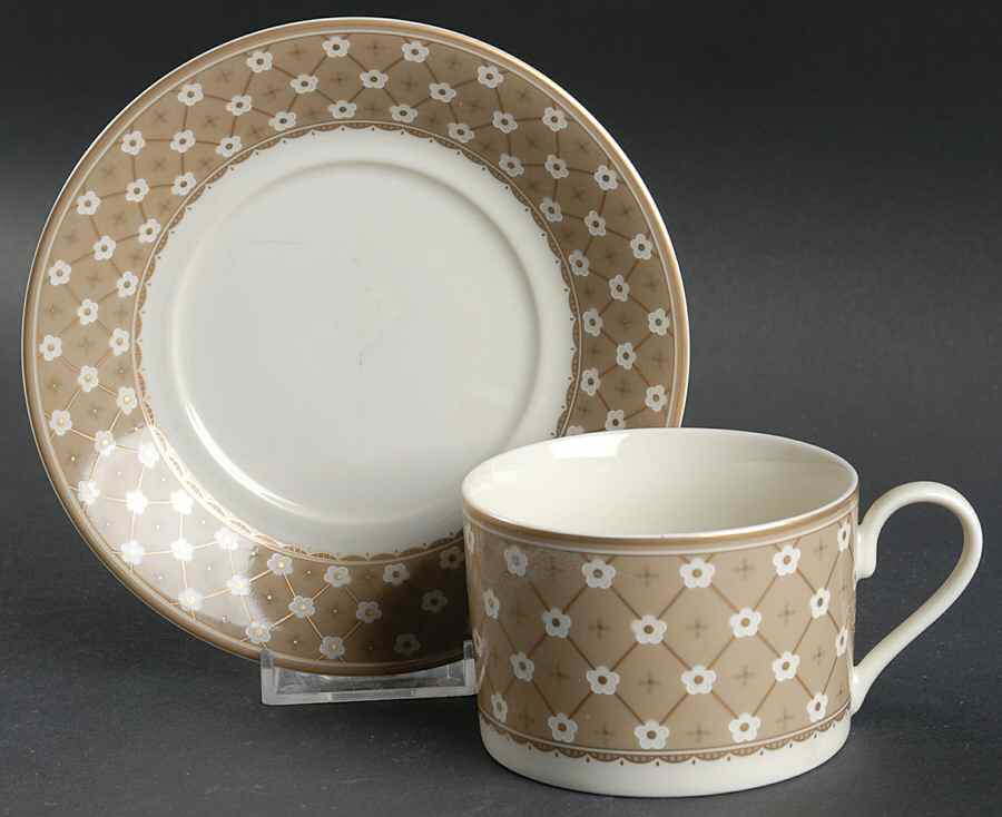 Dubonnet Beige Flat Cup & Saucer Set by Mikasa-1