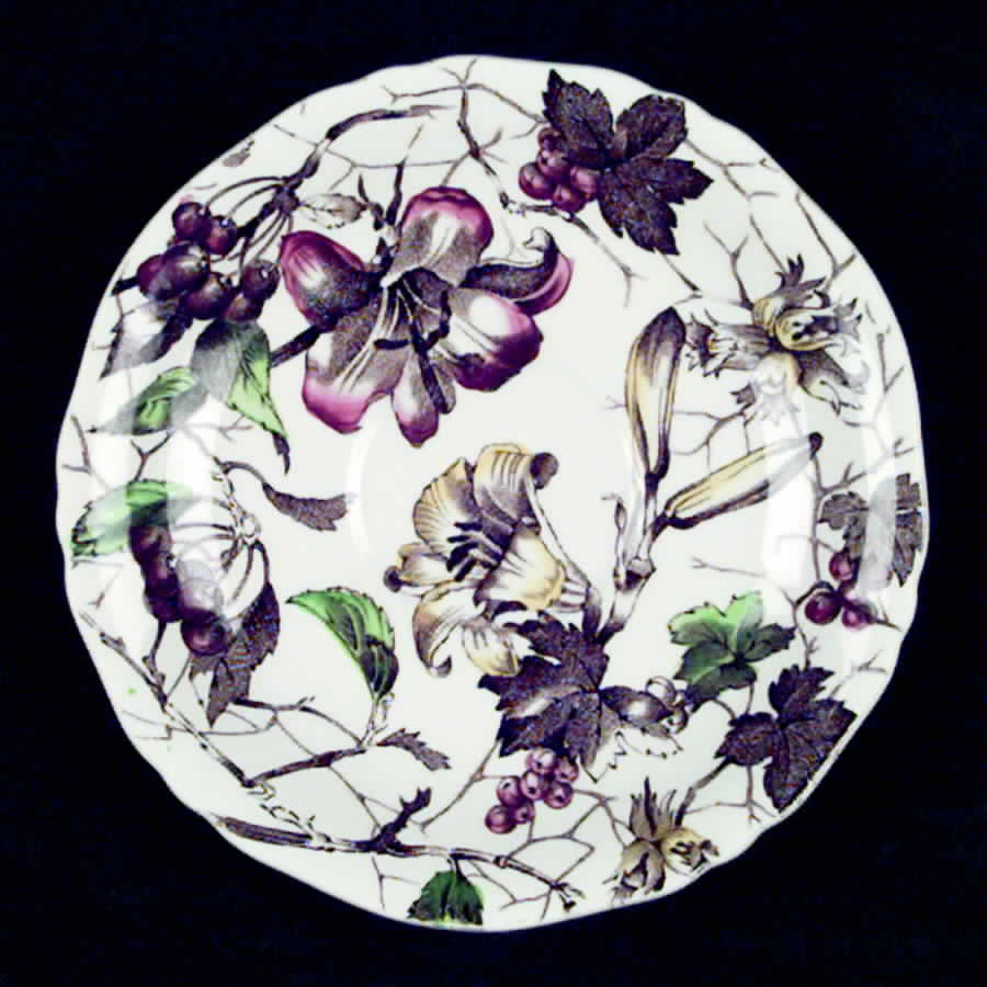 Bourbon Lily Brown Multicolor Saucer by Alfred Meakin-1