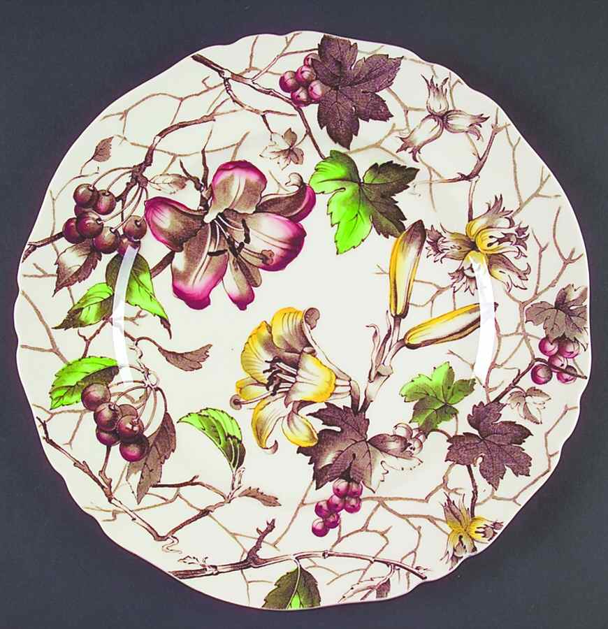Bourbon Lily Brown Multicolor Dinner Plate by Alfred Meakin-1