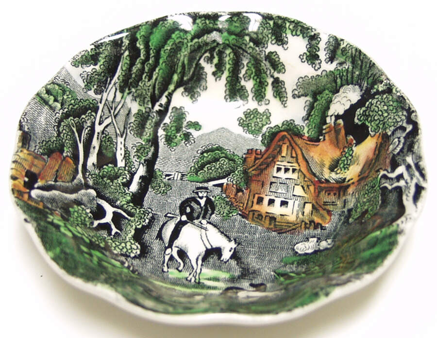 Rural England Green Multicolor Nut Dish by W R Midwinter Ltd-1