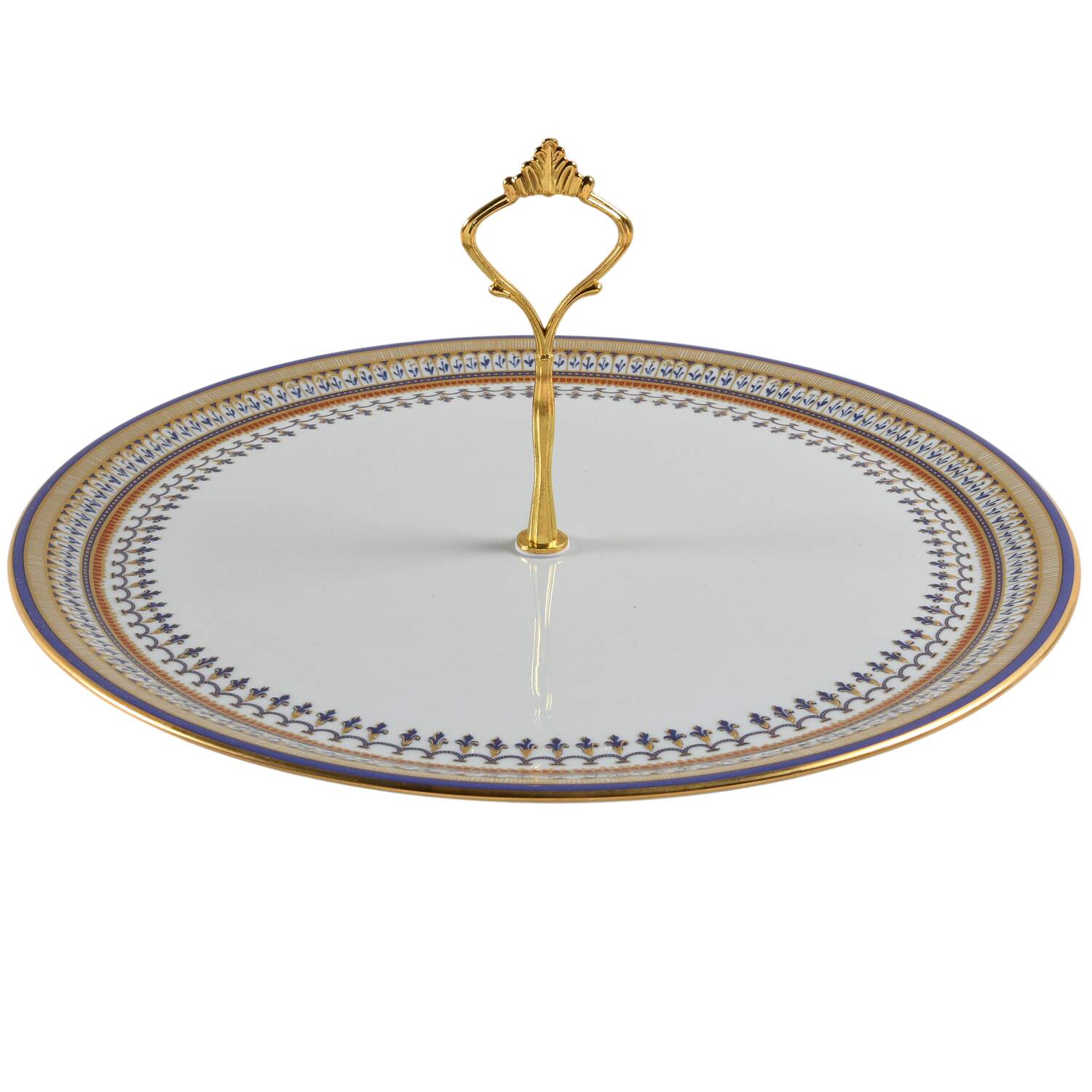 Chinoise Blue Round Serving Plate with Handle (DP) by Mottahedeh-1