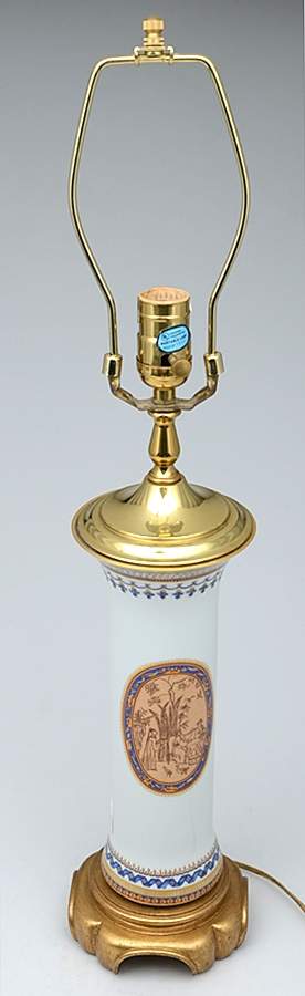 Chinoise Blue Lamp No Shade by Mottahedeh-1