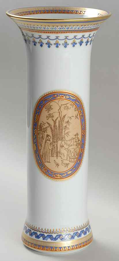 Chinoise Blue 11'' Trumpet Vase by Mottahedeh-1