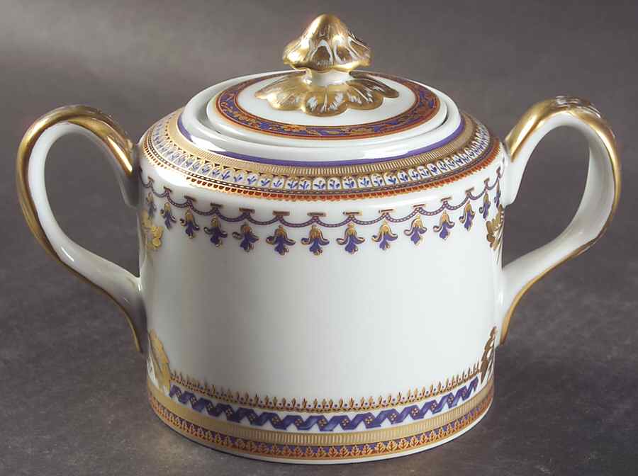 Chinoise Blue Sugar Bowl & Lid by Mottahedeh-1