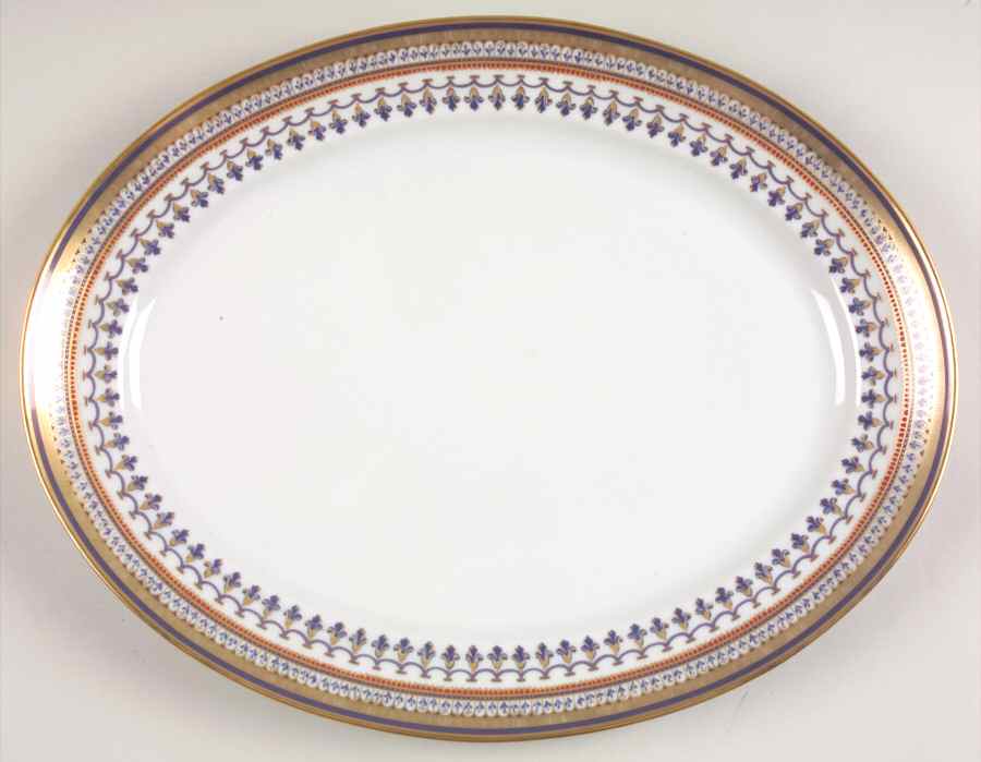 Chinoise Blue 13" Oval Serving Platter by Mottahedeh-1