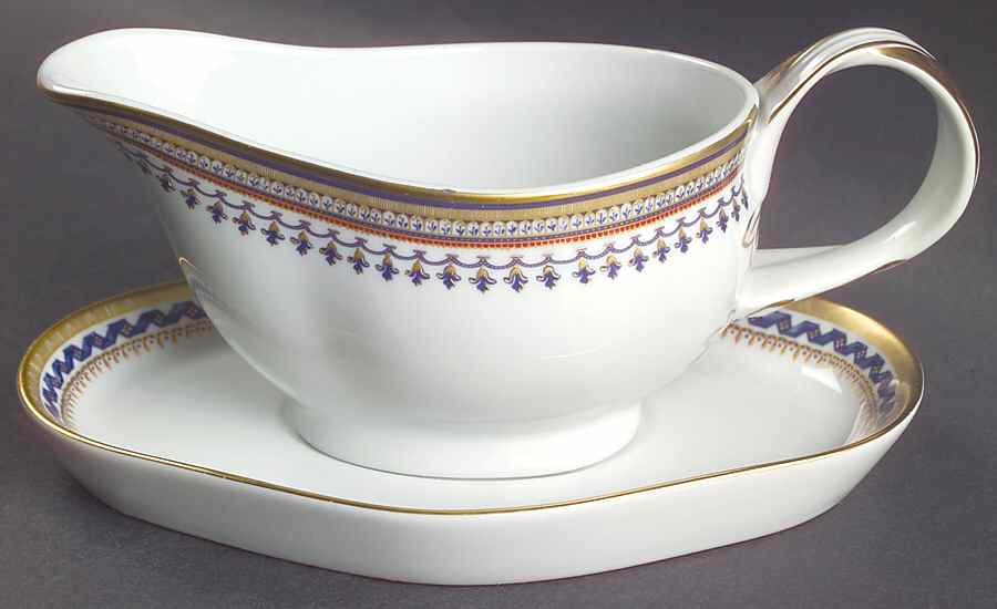 Chinoise Blue Gravy Boat & Underplate by Mottahedeh-1