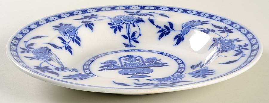 Delft Blue (Off Edge, Embossed Ridge) Large Rim Soup Bowl by Minton-1