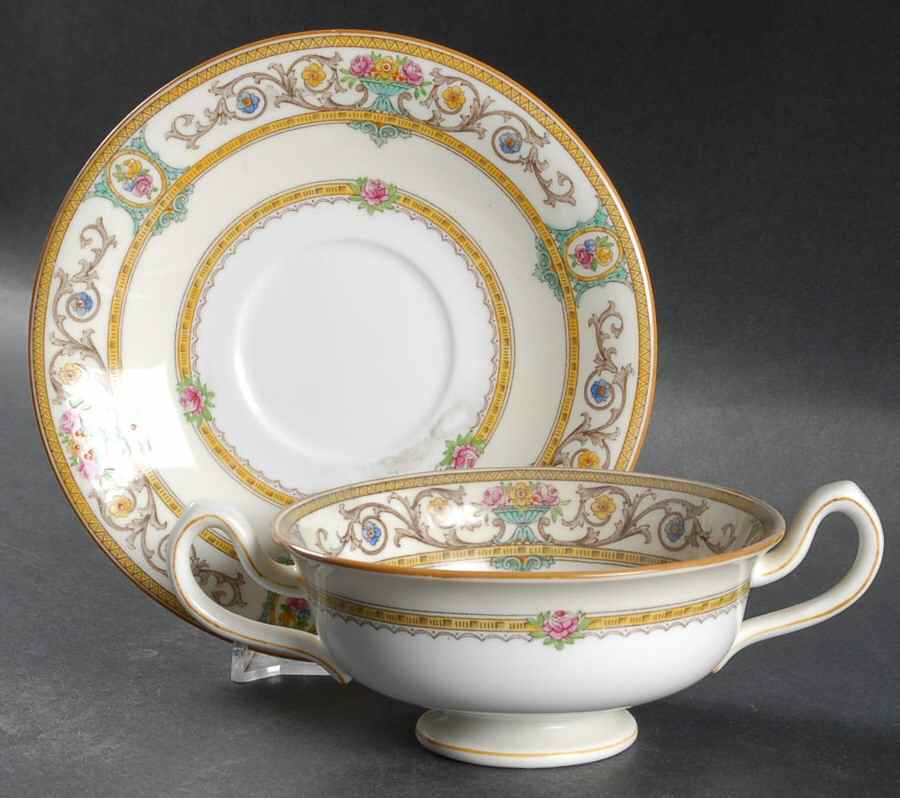 Grasmere Footed Cream Soup Bowl & Saucer Set by Minton-1