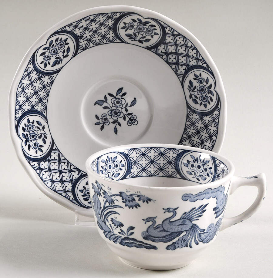 Old Chelsea Blue Oversized Cup & Saucer Set by Mason's-1