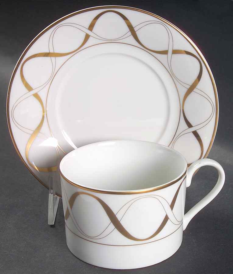 Golden Twist Flat Cup & Saucer Set by Mikasa-1