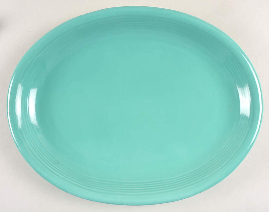 Color Connection Aqua 14" Oval Serving Platter by Montgomery Ward-1