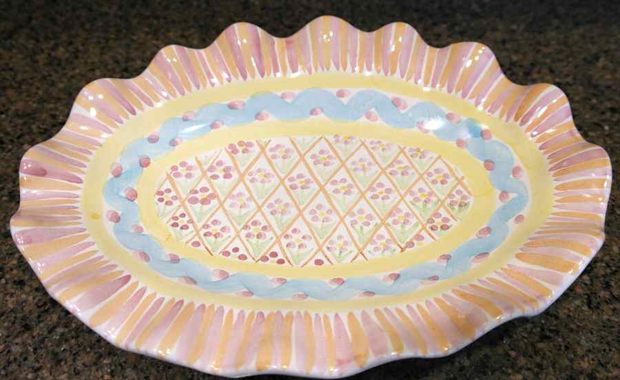 Summer Frock 10" Oval Fluted Dish by MacKenzie-Childs-1