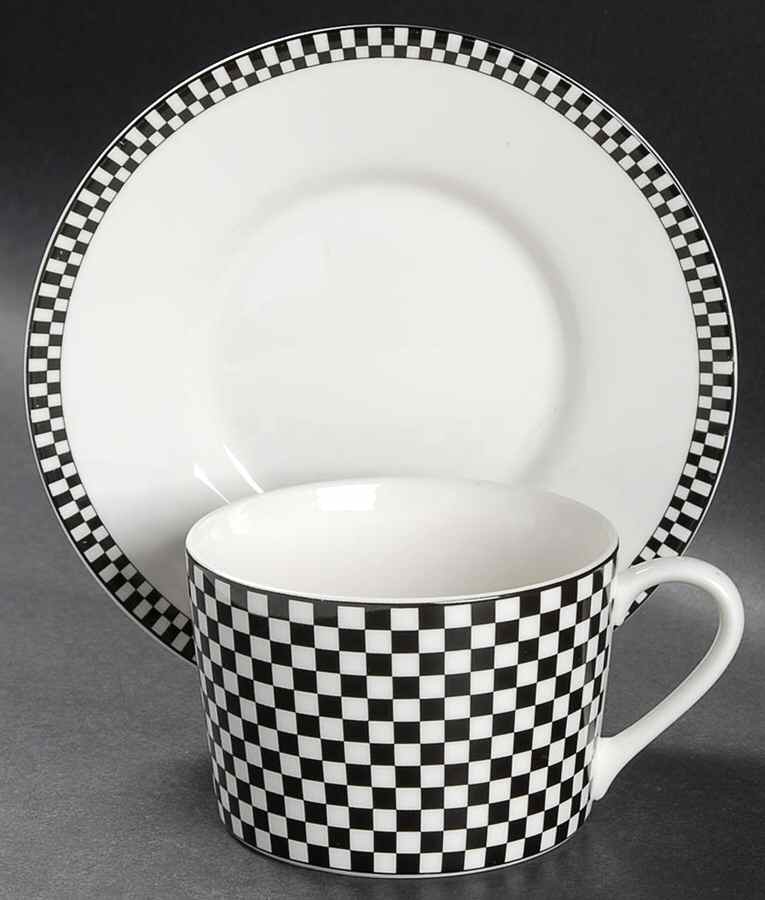Vassar Black Flat Cup & Saucer Set by Mikasa-1