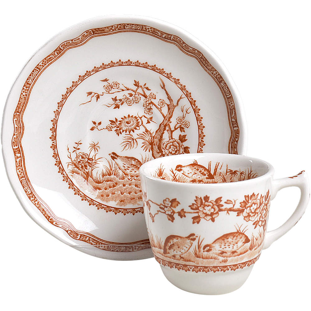 Quail Brown Flat Demitasse Cup & Saucer Set by Mason's-1