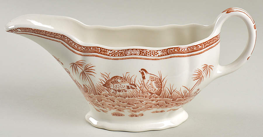 Quail Brown Gravy Boat by Mason's-1