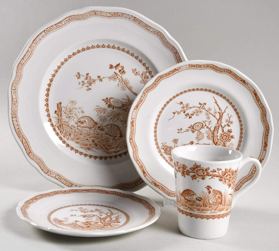 Quail Brown 4 Piece Place Setting by Mason's-1