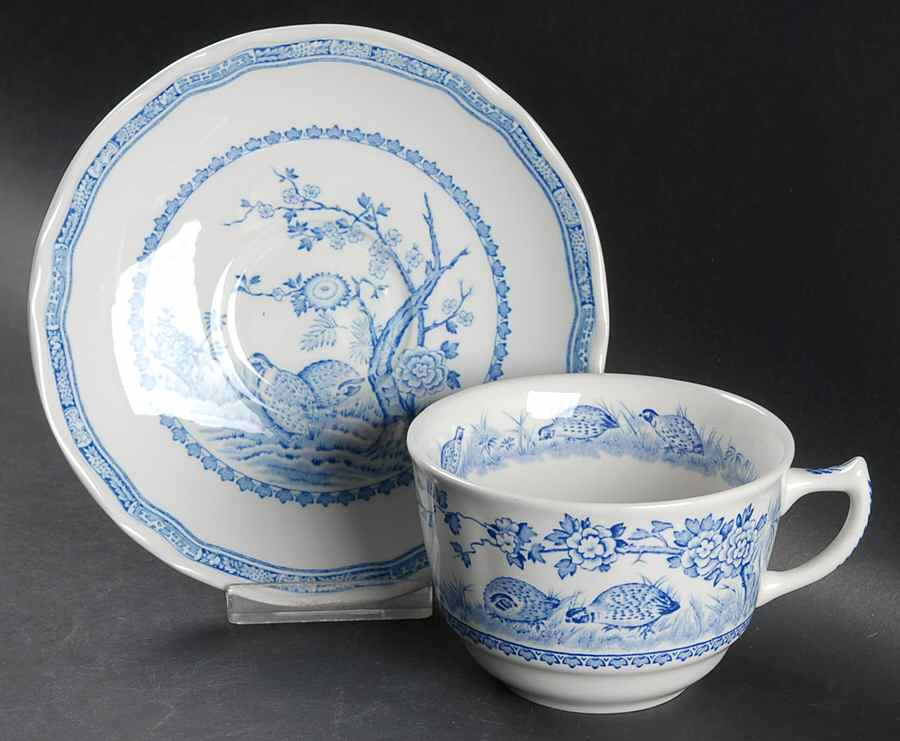 Quail Blue Oversized Cup & Saucer Set by Mason's-1