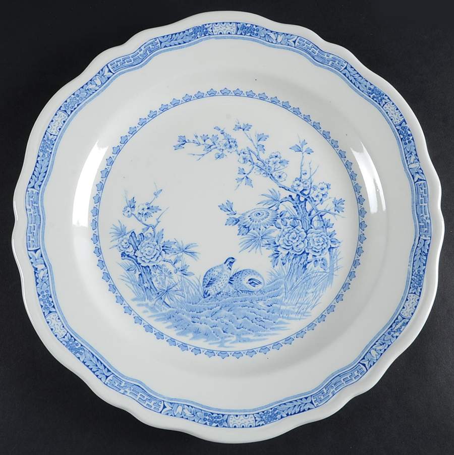 Quail Blue 12" Chop Plate (Round Platter) by Mason's-1