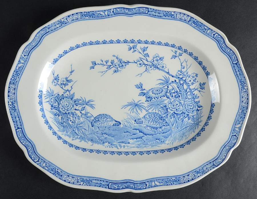 Quail Blue 13" Oval Serving Platter by Mason's-1