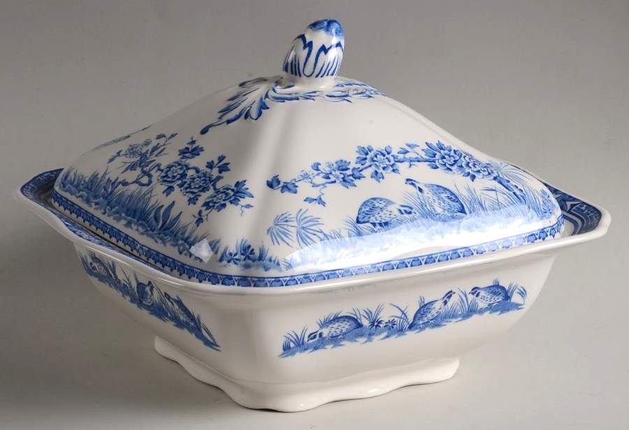 Quail Blue Square Covered Vegetable by Mason's-1