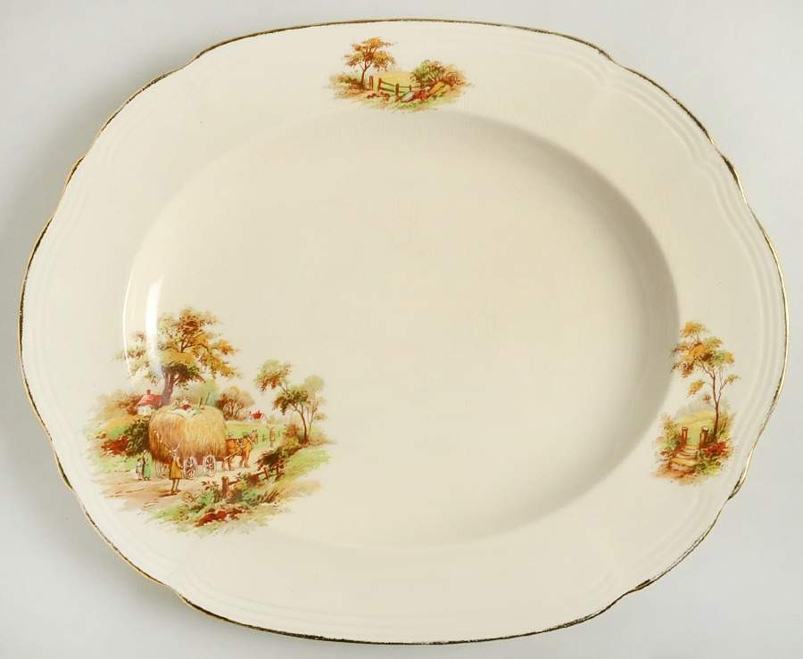 MEA64 14" Oval Serving Platter by Alfred Meakin-1