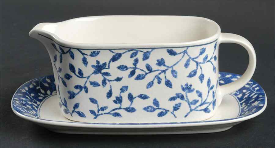 Ardsley Blue Gravy Boat & Underplate (Relish/Butter) by Mikasa-1