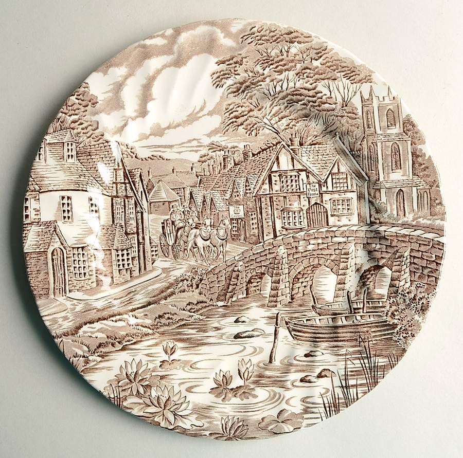 The Post House, Brown Dinner Plate by Alfred Meakin-1