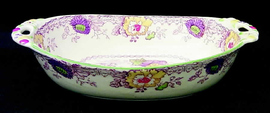 Persiana (Green Trim) 10" Oval Vegetable Bowl by Mason's-1