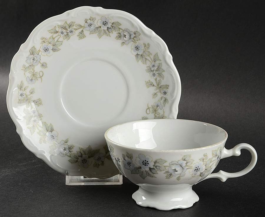 Bridal Veil Footed Cup & Saucer Set by Mitterteich-1