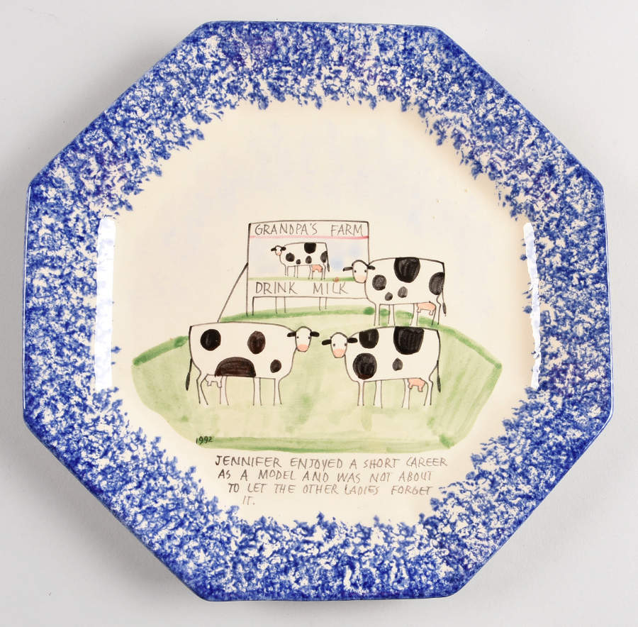 Molly's Cows Blue Octagonal Luncheon Plate by Molly Dallas-1