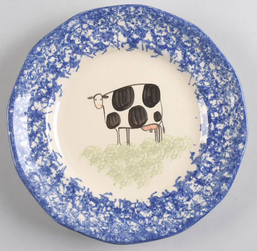 Molly's Cows Blue Salad Plate by Molly Dallas-1