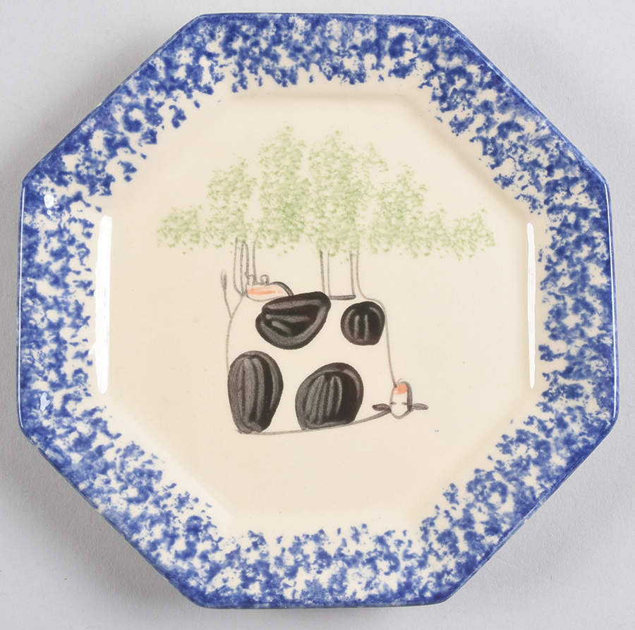 Molly's Cows Blue Small Octagonal Bread & Butter Plate by Molly Dallas-1