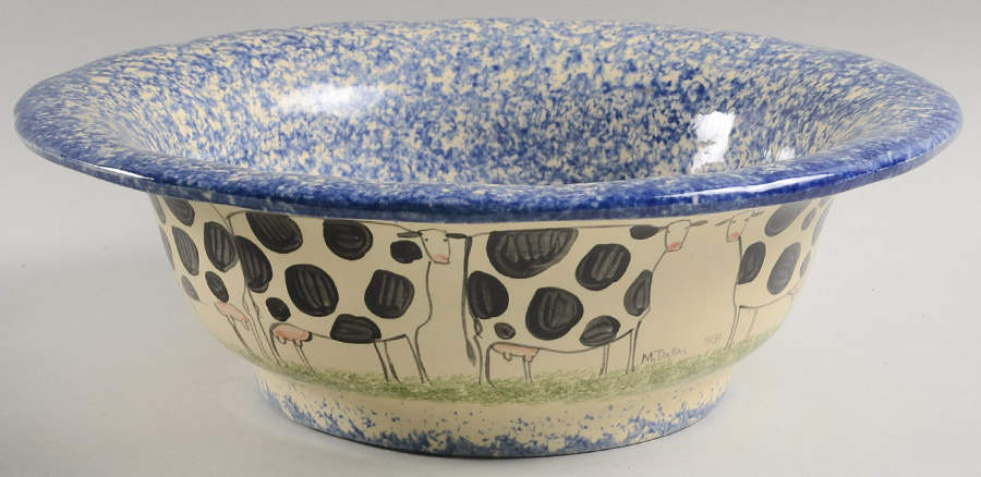 Molly's Cows Blue 11" Large Salad Serving Bowl by Molly Dallas-1