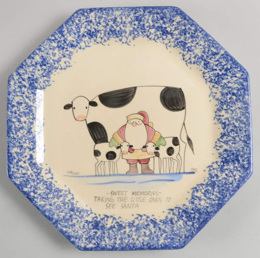 Molly's Cows Blue Octagonal Luncheon Plate by Molly Dallas-1