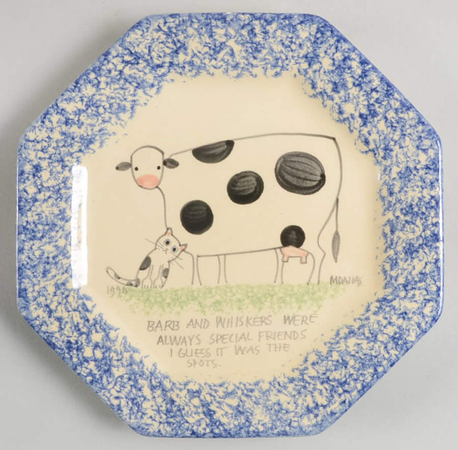 Molly's Cows Blue Octagonal Bread & Butter Plate by Molly Dallas-1