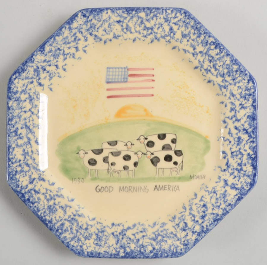 Molly's Cows Blue Octagonal Bread & Butter Plate by Molly Dallas-1