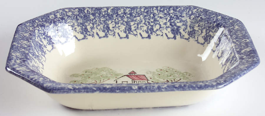 Molly's Cows Blue 11" Oval Vegetable Bowl by Molly Dallas-1