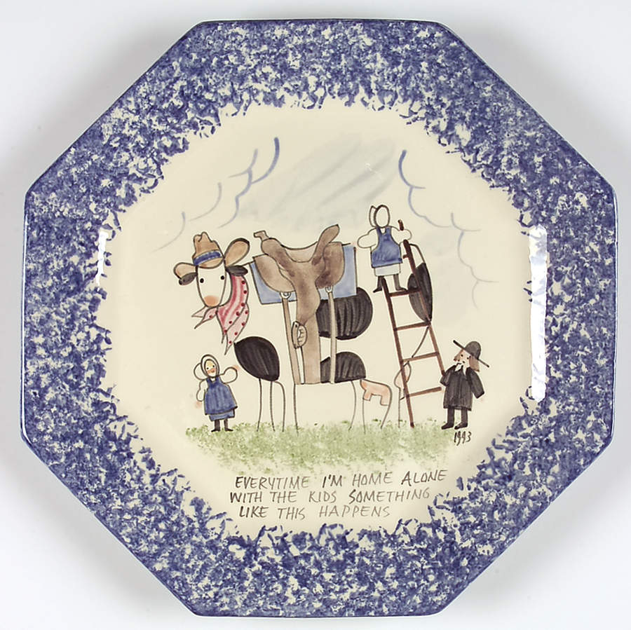 Molly's Cows Blue Octagonal Dinner Plate by Molly Dallas-1