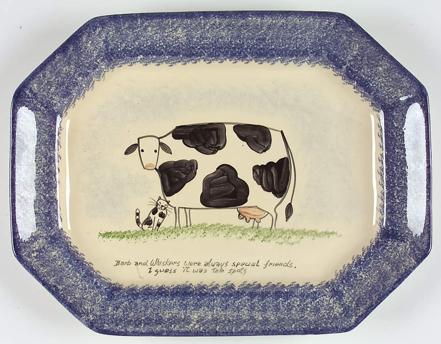 Molly's Cows Blue 14" Octagonal Serving Platter by Molly Dallas-1